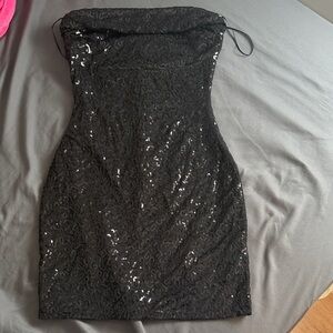 Windsor Black Strapless Sequin Dress